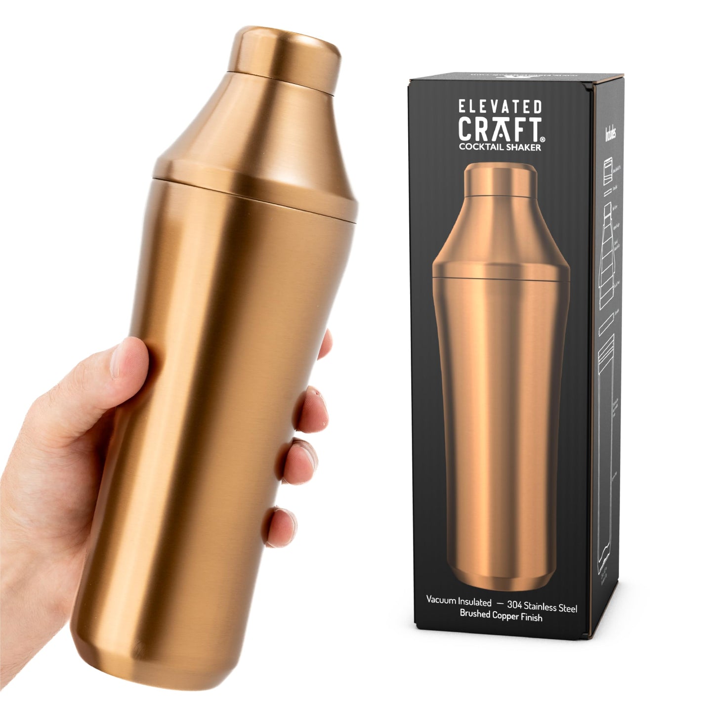 Hybrid Cocktail Shaker, Vacuum Insulated Stainless Steel, Copper, 28 oz