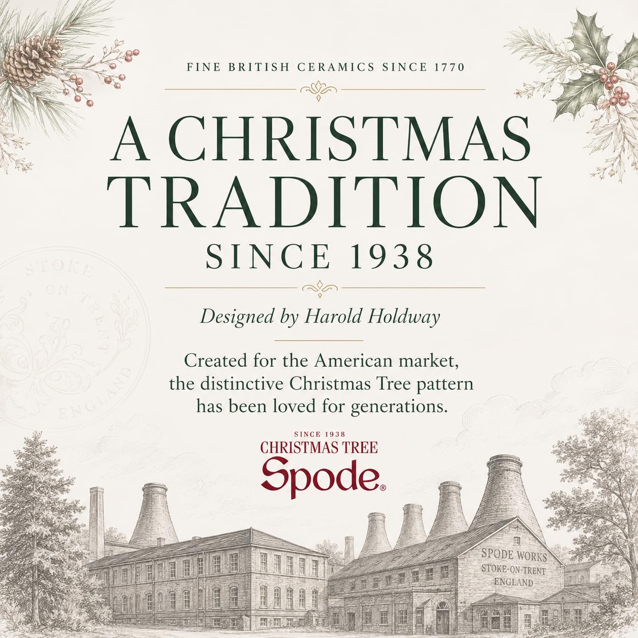 Spode Christmas Tree 12-Piece Dinnerware Set (Service for 4) - Festive Holiday Tableware Collection with Plates and Mugs - Fine Earthenware Christmas Dinnerware - Microwave & Dishwasher Safe