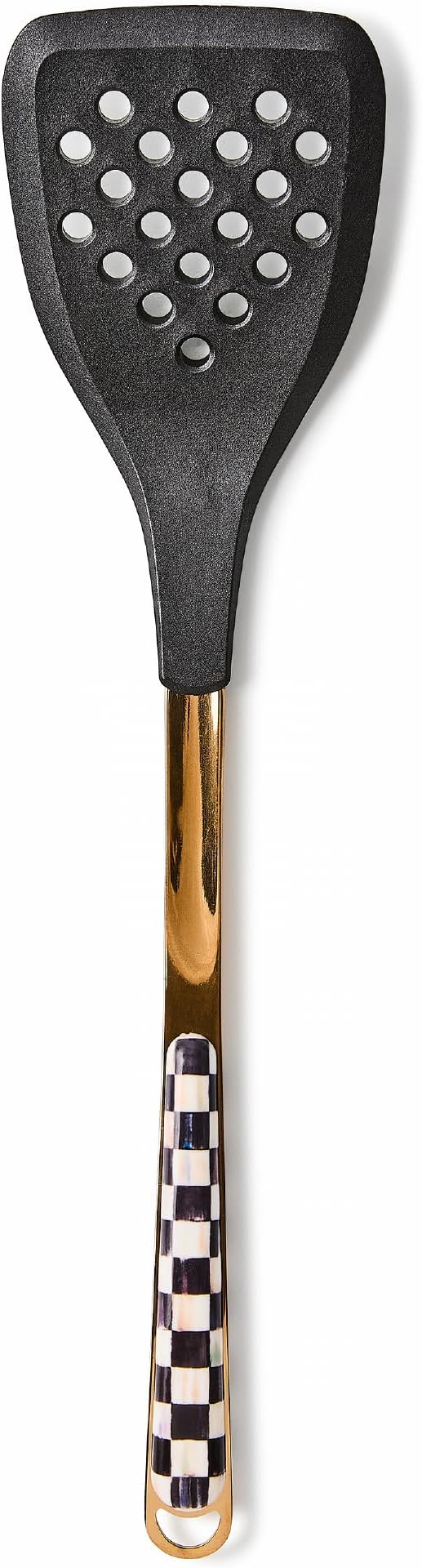 MACKENZIE-CHILDS Slotted Spatula, Brown-and-White Mocha Check