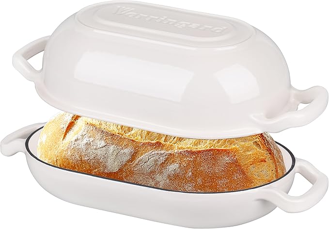 VORRINGARD Enameled Cast Iron Sourdough Bread Oven, Dutch Oven, Loaf Cast Iron Bread Pan for Homemade Bread Baking, Meatloaf Pan with Lid, 7QT, Pink
