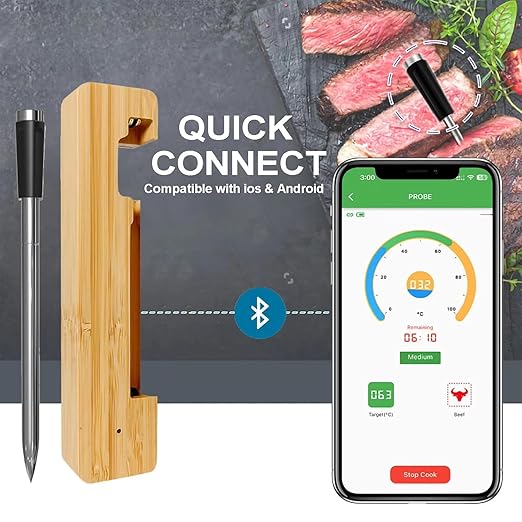 Smart Meat Thermometer 656FT Remote Range Digital Cooking Food Thermometer