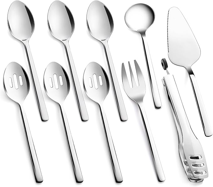 KINGSTONE 12 piece Large Hostess Serving Utensils Set,18/10 Stainless Steel