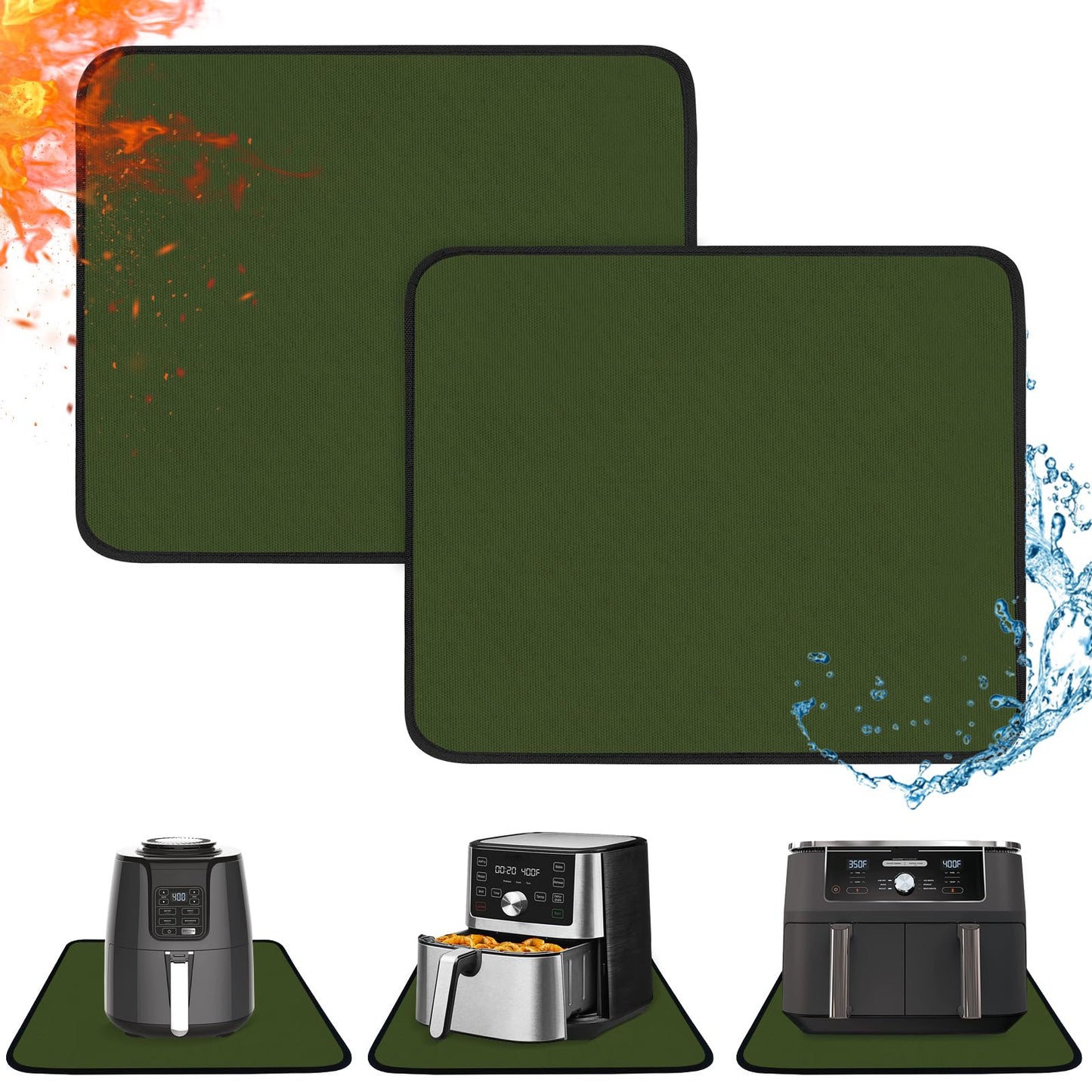 Amerbro 2 PCS Heat Resistant Mats for Countertop Air Fryer, 18x15in, Black