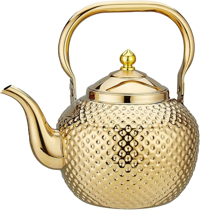 SANQIAHOME 1500ml Teapot with Infuser Stainless Steel Lifting Handle Tea Maker Silver