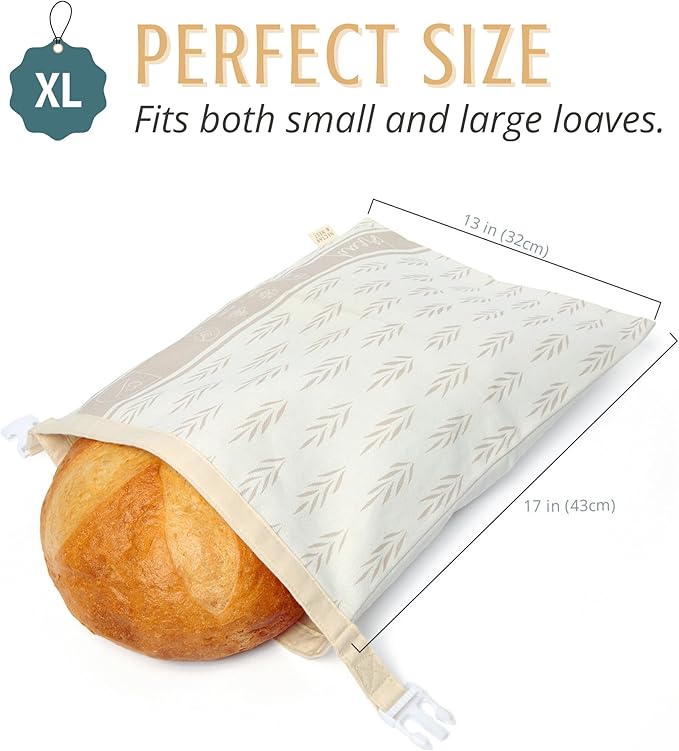 Nectar & Nest Reusable Beeswax Bread Bags for Homemade Bread & Sourdough – XL Eco-Friendly, Natural, Food-Safe Storage Bag to Keep Loaves Fresh Longer – Sustainable, Zero Waste