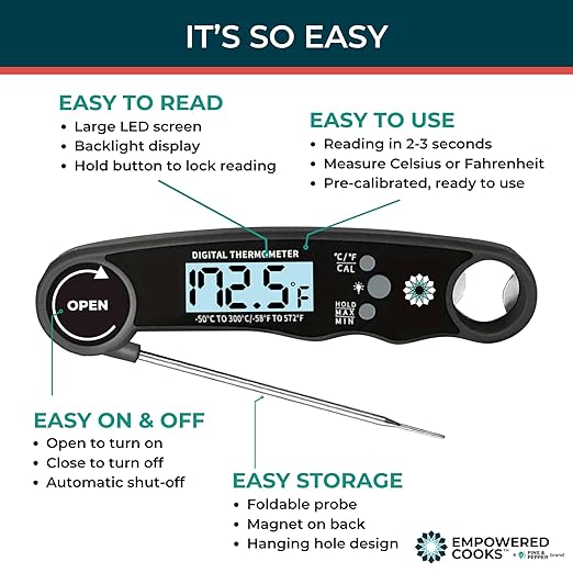 Cathy Yoder Digital Meat Thermometer, Instant Read Food Temperature Probe