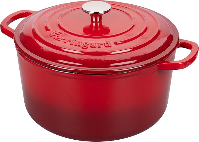 VORRINGARD Enameled Cast Iron Dutch Oven Pot with Lid, for Sourdough Bread Baking, Round Dutch Ovens, 4.5 Quart, Latte