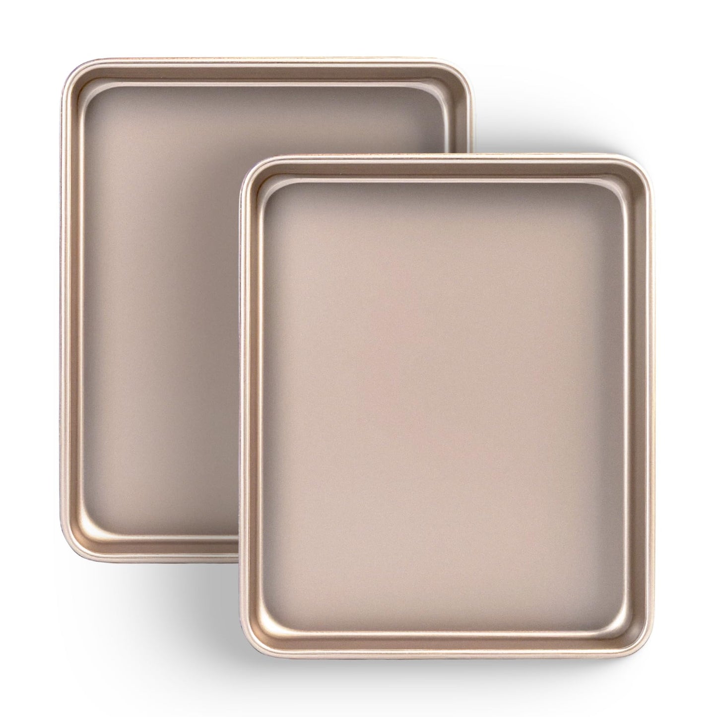 Toaster Oven Pans Set of 2, Shinsin 11-Inch Nonstick Baking Sheet Pans and Trays, 1/8 Thicker Replacement Small Baking Tray Accessories for Cookie, Non Toxic and Easy Clean and Diswasher Safe, Pink