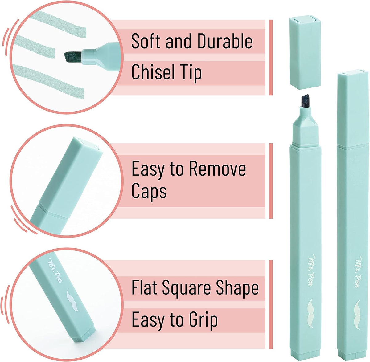 Mr. Pen- Aesthetic Cute Highlighters, 8 pcs, Chisel Tip, Earthy Colors, Assorted Colors,No Bleed Bible Pastel Highlighter Set