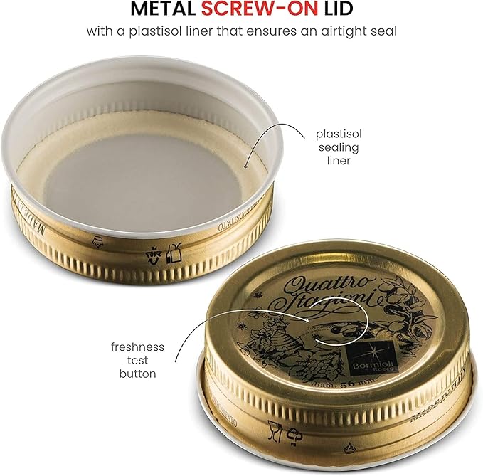 Bormioli Rocco Quattro Stagioni Mason Jar - ClearGold, 10.75 Oz, Set of 12