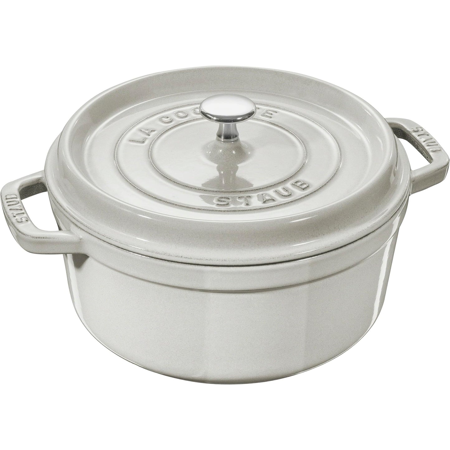 Staub Cast Iron 5.5-qt Round Cocotte - White Truffle, Made in France