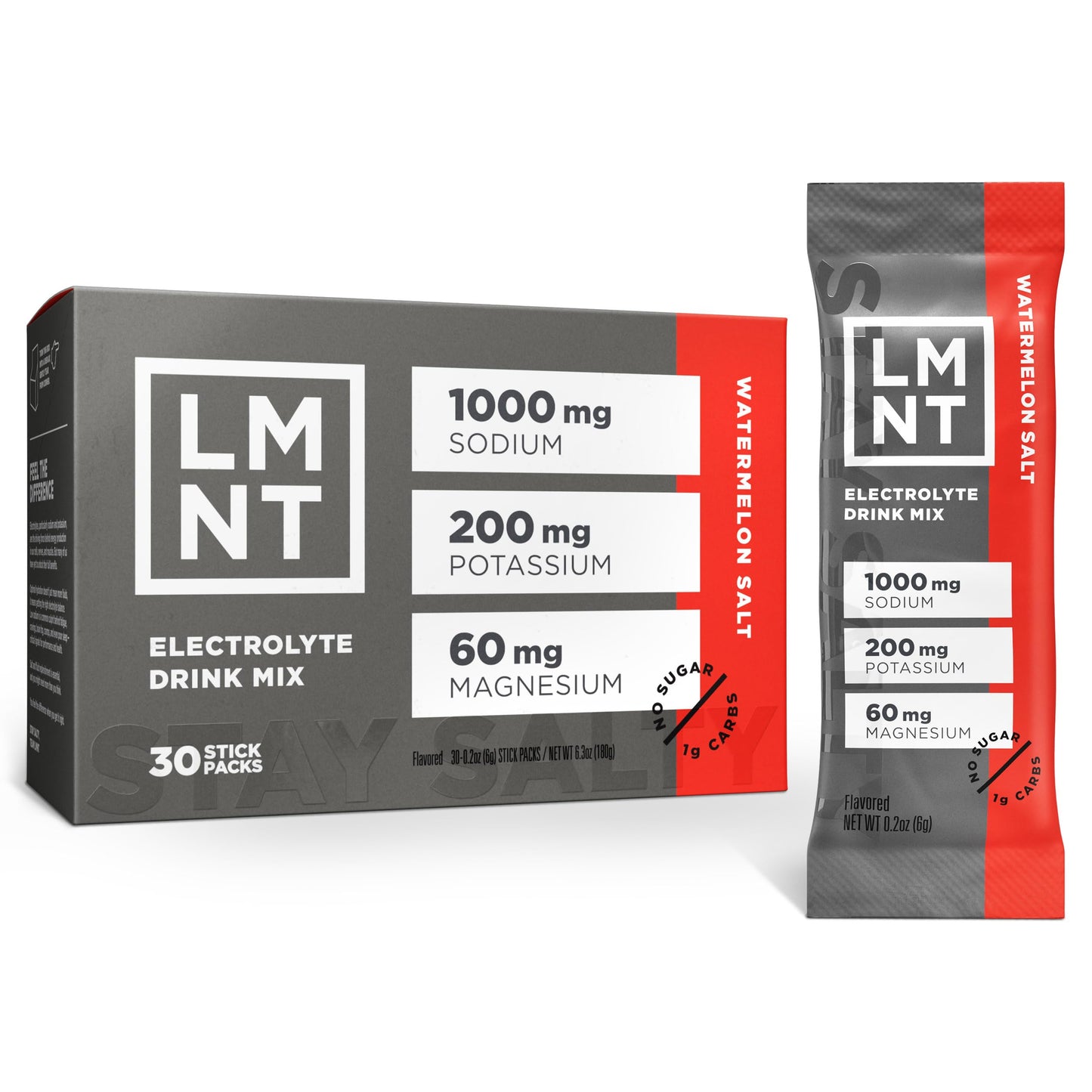 LMNT Zero Sugar Electrolytes - Raw Unflavored Salt | Drink Mix | 30-Count