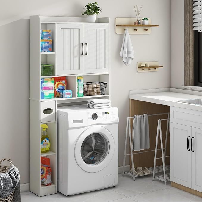 Over The Toilet Storage Cabinet, Farmhouse Storage Cabinet Over Toilet with Barn Door，Home Space-Saving Toilet Rack, for Bathroom, Restroom, Laundry