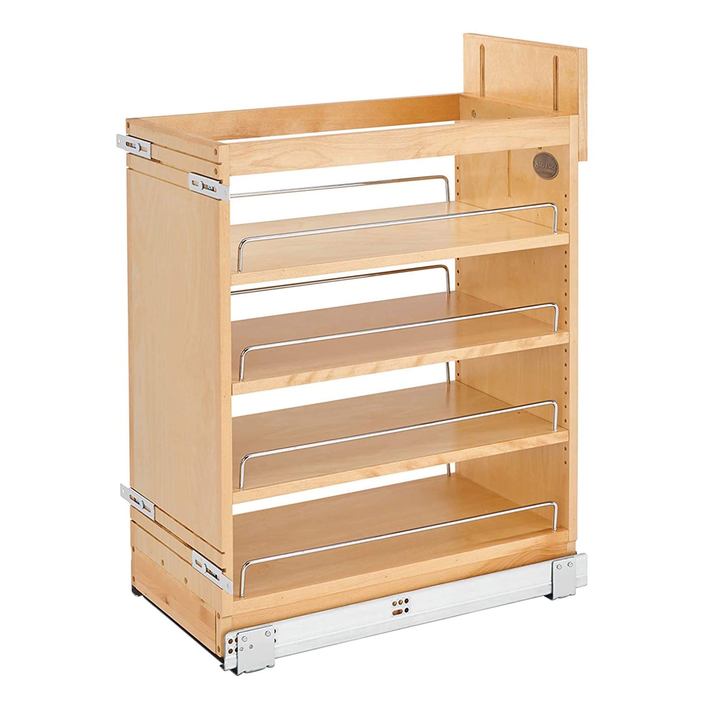 Rev-A-Shelf Maple Pullout Organizer w/Blum Soft-Close for Frameless Full-Height Base Cabinets, Full Extension Slides & Adjustable Shelves, Min Opening Width of 7.5", 448-BCSC-6C