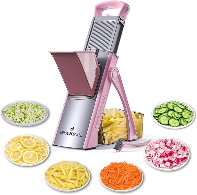ONCE FOR ALL Upgrade Safe Mandoline Slicer Plus, Adjustable Vegetable Slicer DarkGray