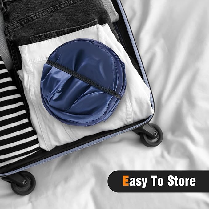TECHMILLY Pop Up Foldable Laundry Basket, Mesh Laundry Hamper with Reinforced Handles for Dirty Clothes Storage in Dorm, Laundry Room, Bathroom, Blue(Fabric)