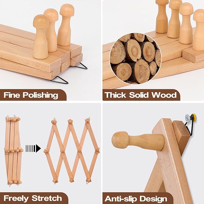 Wall Rack with 10 Hooks, Wooden Wall Expandable Coat Rack for Coat, Hats, Baseball Caps, Coffee Mug, Jewelry(Natural)