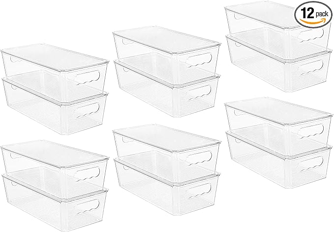 Vtopmart 8pcs Clear Stackable Storage Bins with Lids