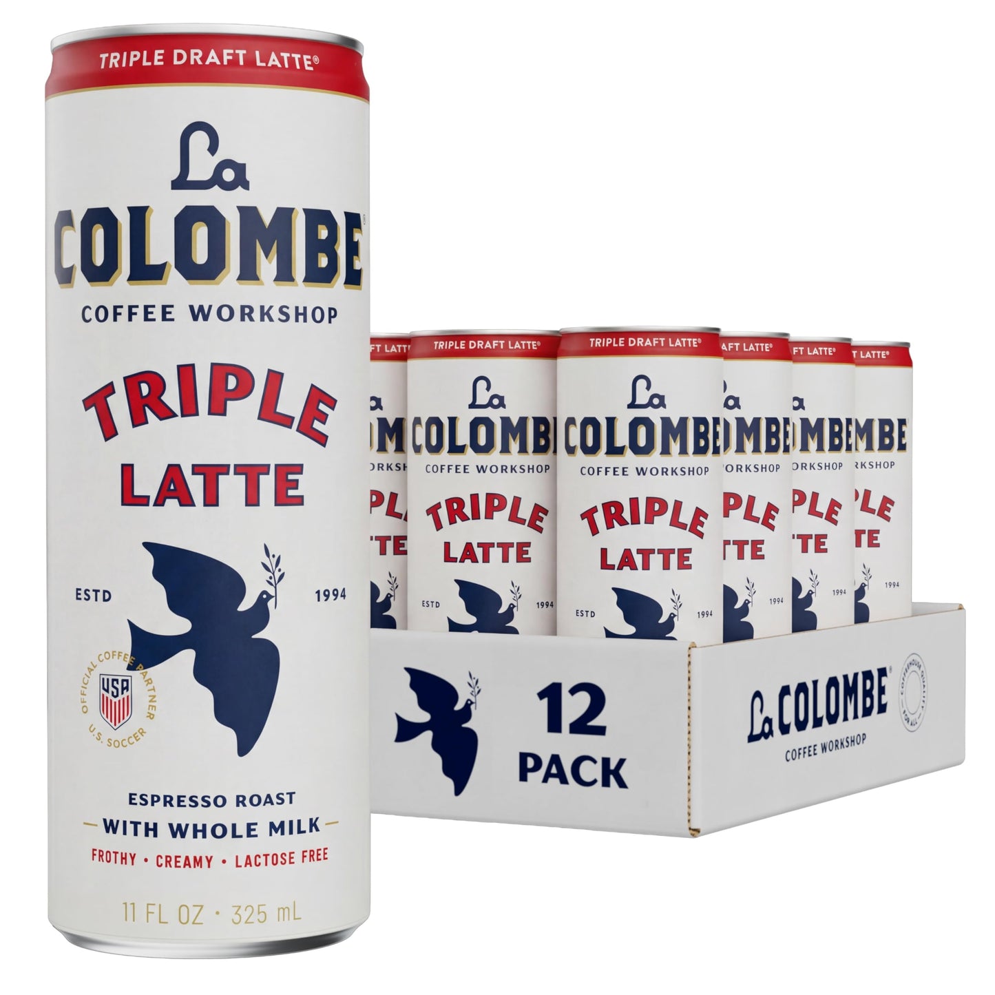 La Colombe Coffee, Triple Draft Latte, 11 fl oz Cans (Pack of 12), Coffeehouse Quality Cold Brew, Specialty Grade Coffee Beans, Ready-to-Drink On-the-Go