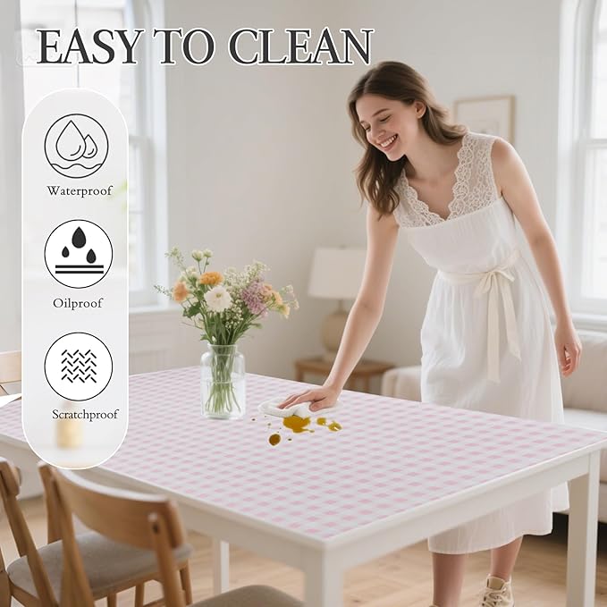Beautysaid Shelf and Drawer Liner for Kitchen Cabinet, Non Adhesive Non Slip Shelf Paper Waterproof Washable Thickened for Dresser Pantry Shelve Bathroom Protector Liner(Pink Checkered,12 in x 20FT)