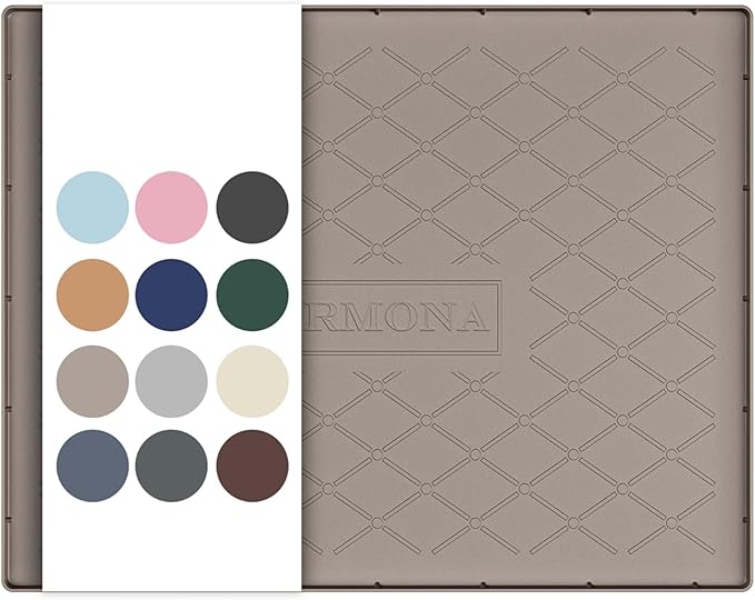 URMONA 25" x 22" Waterproof Silicone Mat in Multiple Sizes & Colors, Under Sink Mat for Kitchen & Bathroom, Pet Food Pad for Dogs & Cats, Kitchen Cabinet Liner, Multi-Purpose for Storage(Beige)