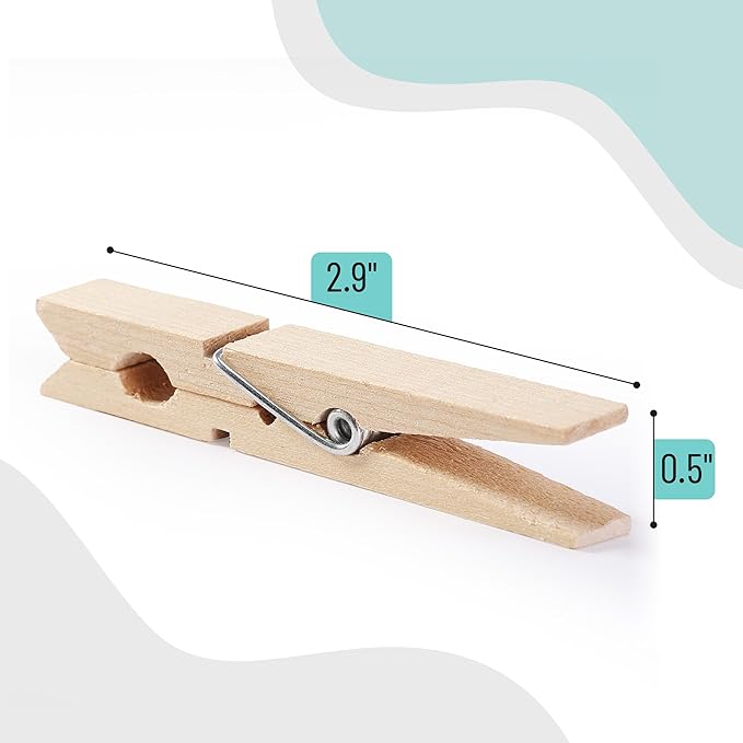 Mr. Pen- Wooden Clothes Pins, Large Natural Wood, 50 Pack, 2.9 Inch, Rust Resistant for Classroom, Crafts