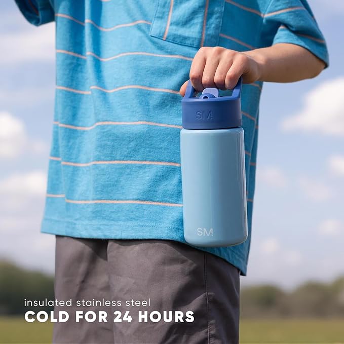 Simple Modern Kids Summit Water Bottle with Straw Lid | Star Wars Baby Yoda Grogu 18oz Stainless Steel Cup Insulated Tumbler for Boys, Girls, School | Grogu Doodle