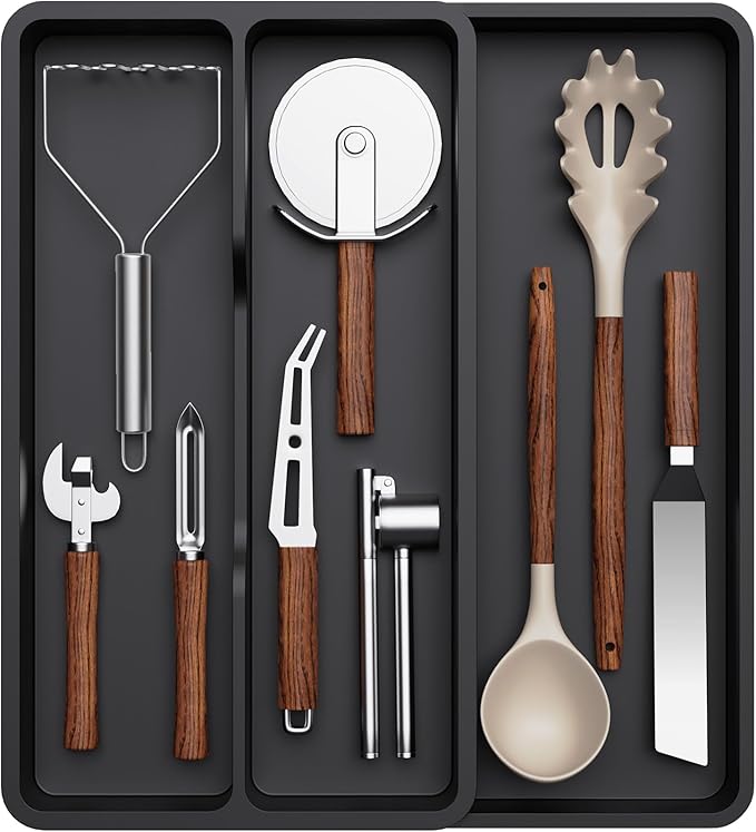 Lifewit Utensil Organizer for Kitchen Drawer, Expandable Cooking Tray