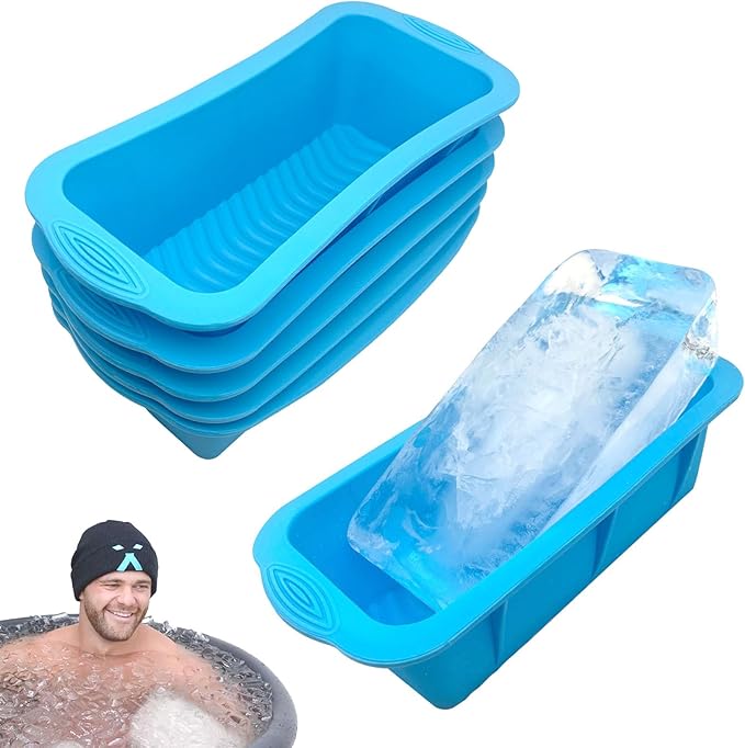 6Pcs Extra Large Ice Block Mold, YINOWON Large Silicone Ice Molds for Ice Bath, Large Ice Cube Molds for Cold Plunge Or Coolers, Ice Tray for Bath (6pcs Gray)