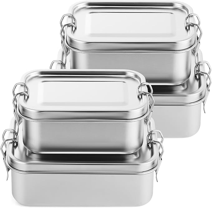 Umigy Stainless Steel Food Containers, 5 Sizes, Divided, 5 Pcs