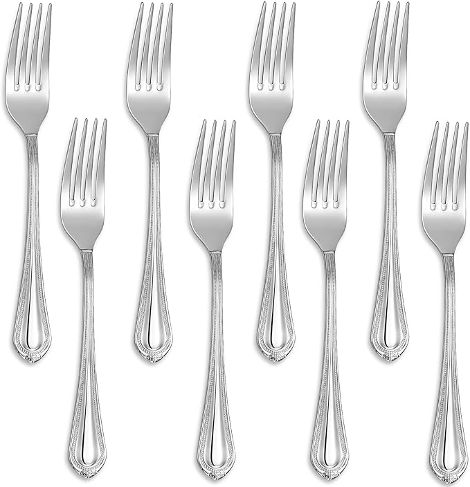 KEAWELL Premium Pearl Edge 8-Piece 8-Inch Fork Set (8, 8" Dinner Forks)
