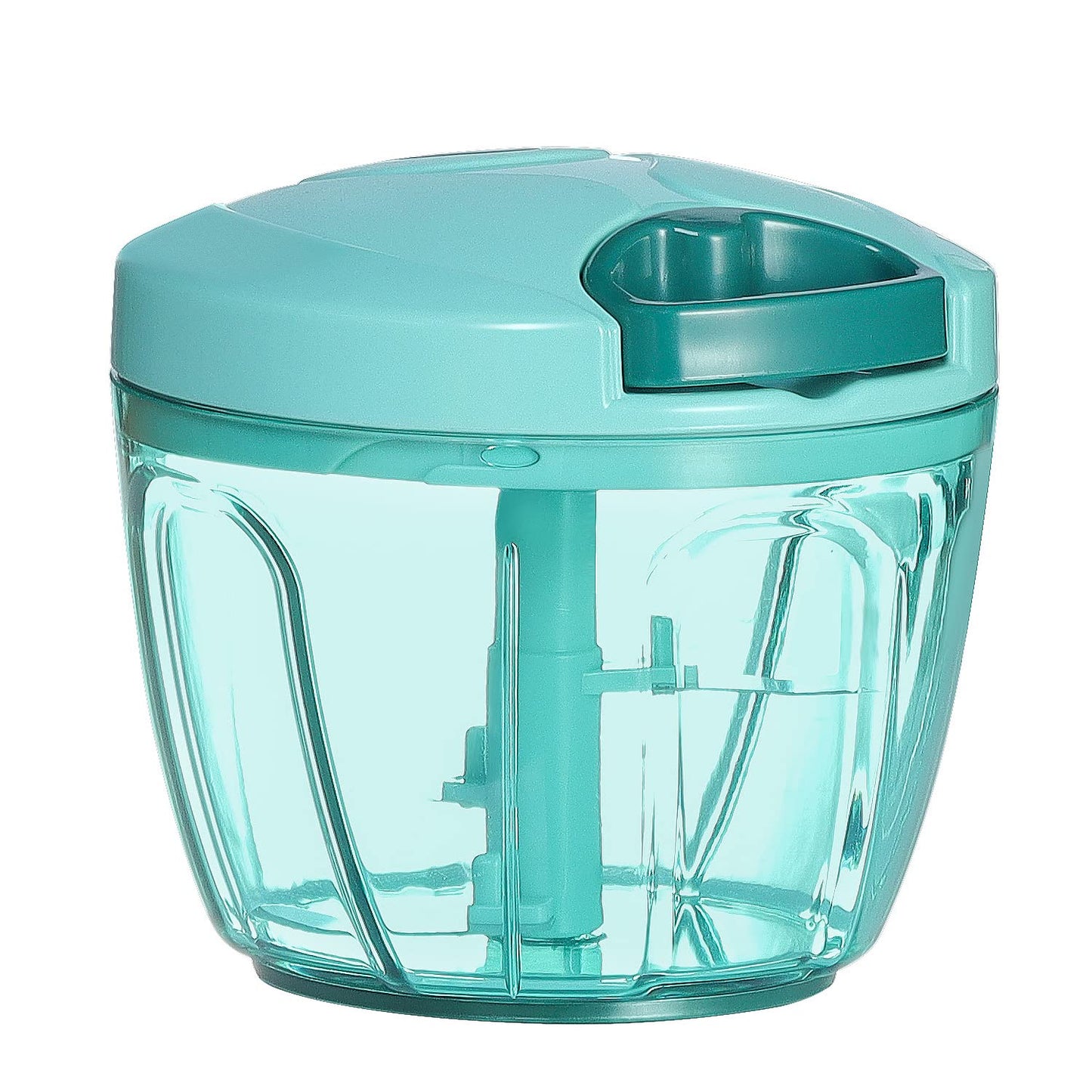 Ourokhome Manual Food Processor Vegetable Chopper, Portable Hand Pull String Garlic Mincer Onion Cutter for Veggies, Ginger, Fruits, Nuts, Herbs, etc., 500ml, Blue