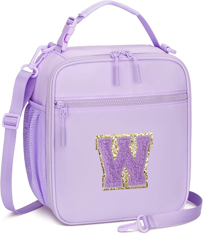 CLOUDWINGS Lunch Box Kids Large Initial Insulated Lunch Bag for Girls