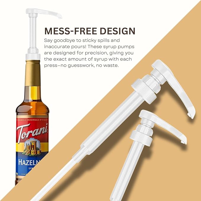 Syrup Pump Compatible with Torani, Davinci and Skinny (Set of 2) - fits Bottles (25.4 oz-750ml) (White)