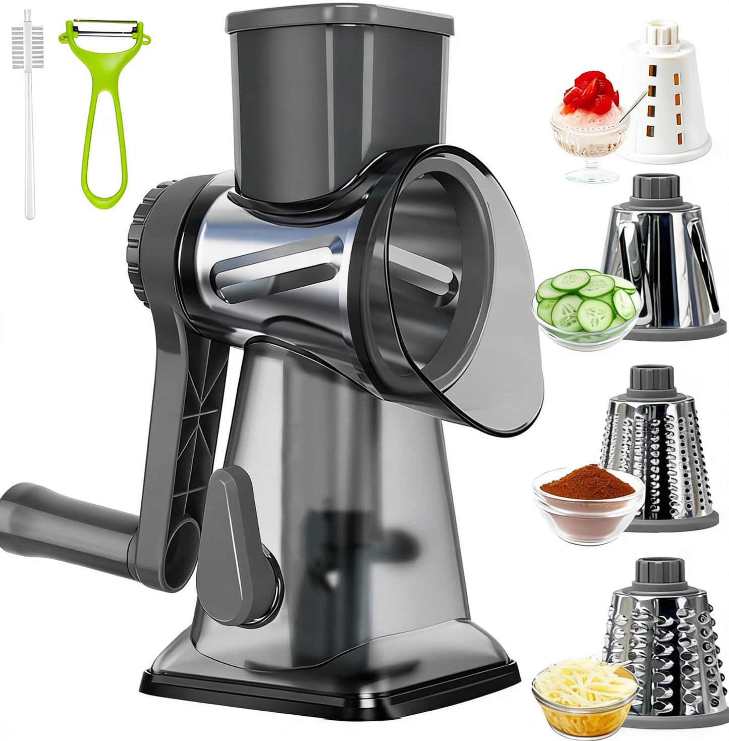 KalraMay Rotary Cheese Grater with Handle, Multifunctional Cheese Shredder