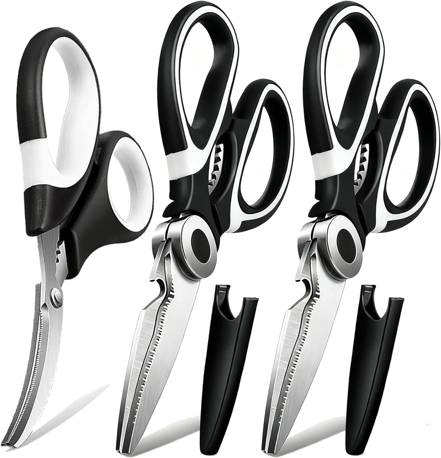 OMDAR Bat Kitchen Scissors All Purpose 2 Pack - Halloween Goth Cute Kitchen Shears - Heavy Duty Stainless Steel Cooking Shears for Cutting Meat, Food, Poultry - with Magnetic Blade Guards