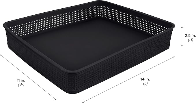 Simplify 10 Piece Organizing Set | Multiple Size Bins | Multipurpose | Office | Desk | Dorm | Bathroom | Storage Basket | Small Items | Accessories | Black