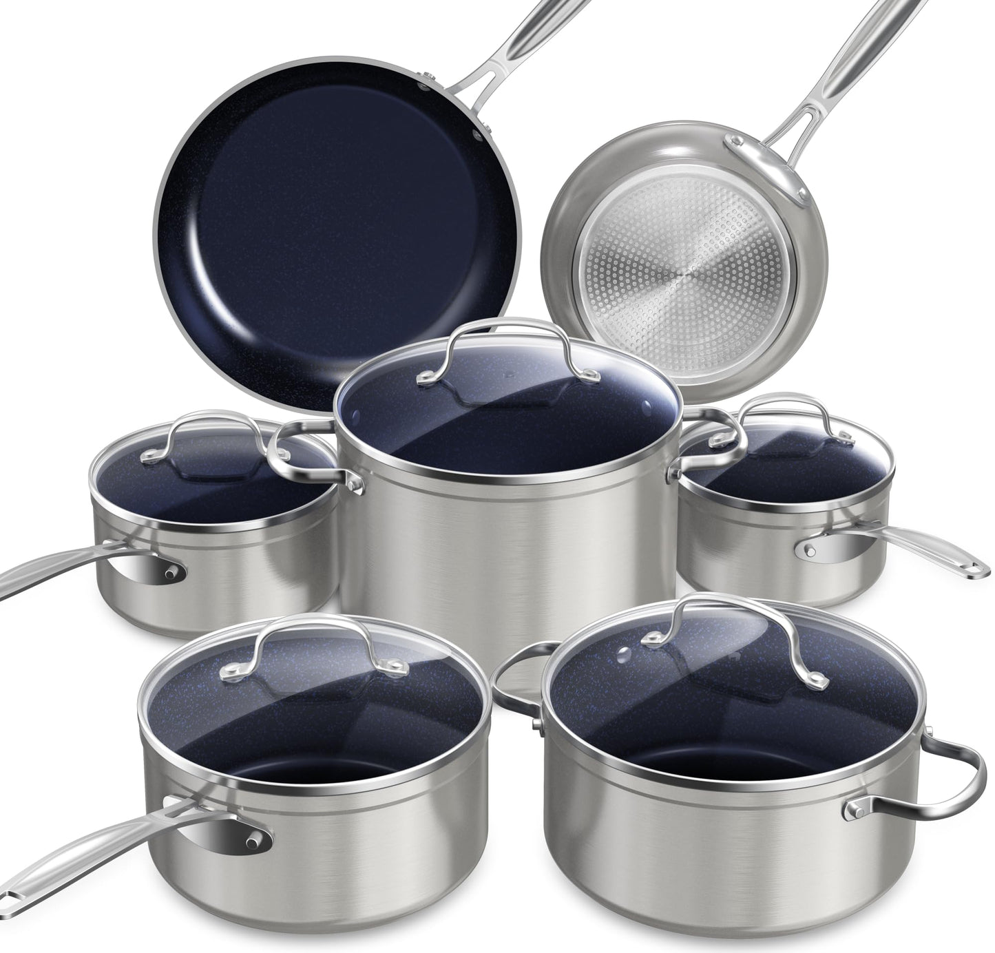 Nuwave Healthy Duralon Blue Ceramic Nonstick Cookware Set, PFAS Free