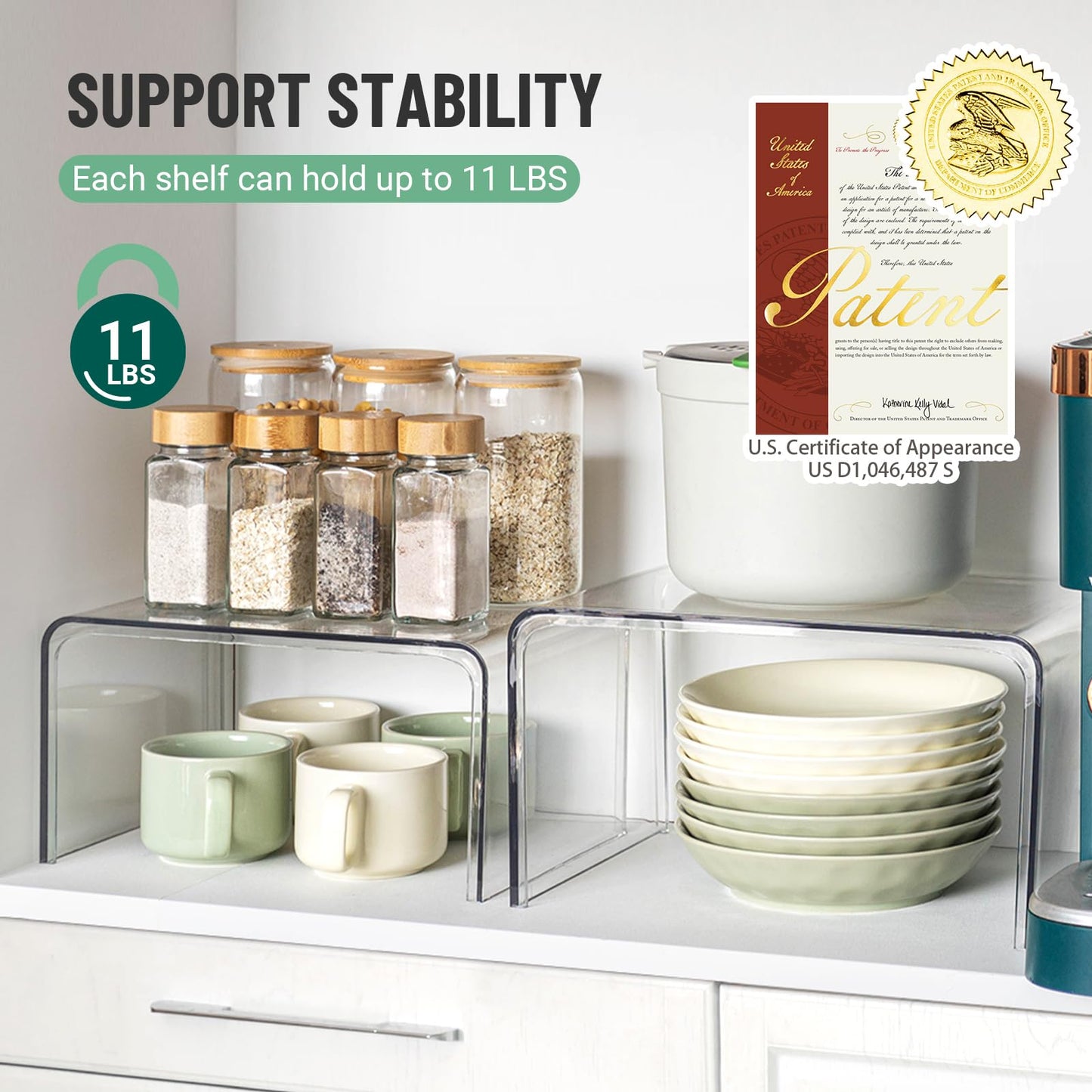 Bobomoment Clear Cabinet Organizer, Stackable Shelf Organizer Set of 2