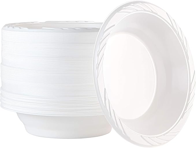 100 Count Disposable 6 Inch White Plastic Dessert Plates