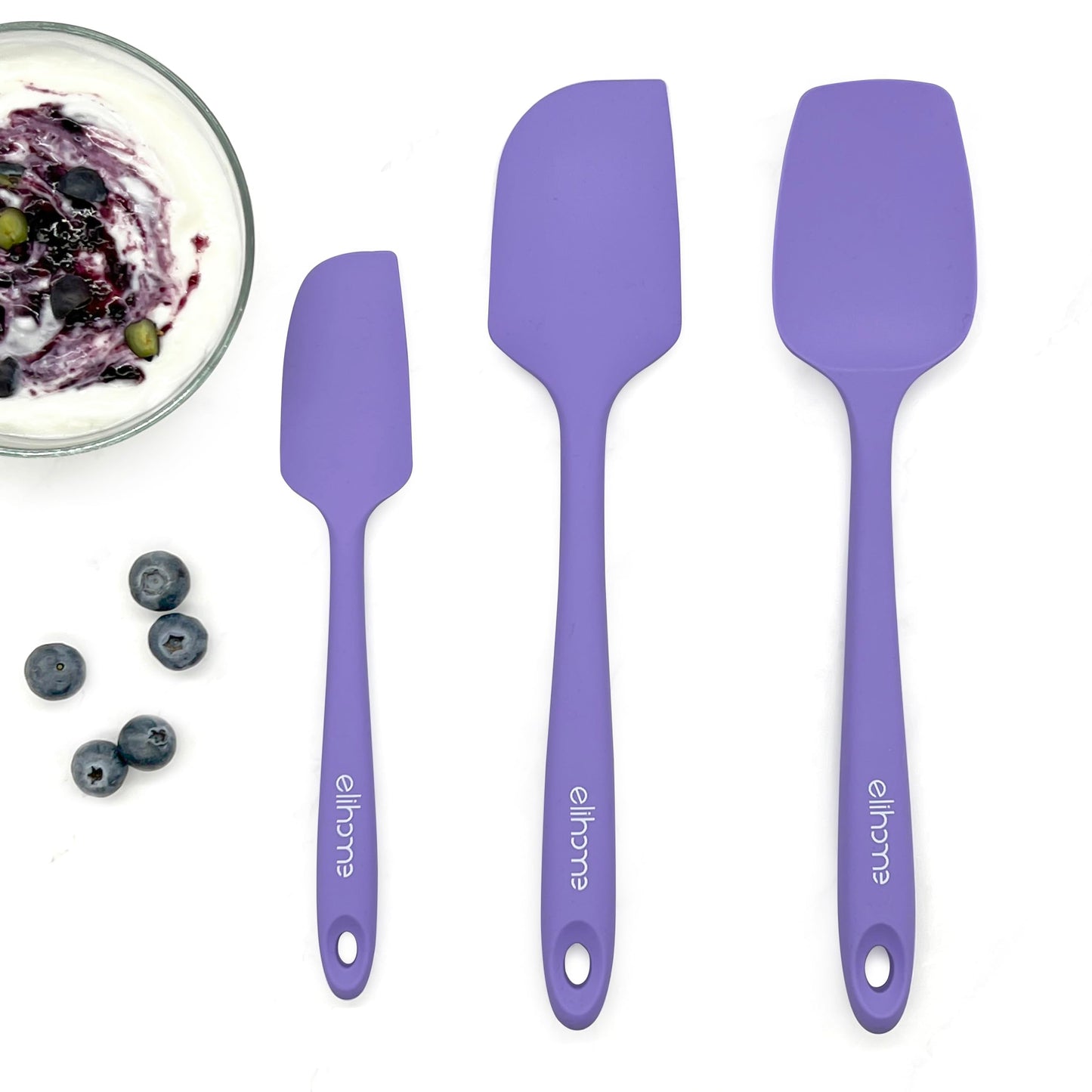 Elihome Chef Series 3 Piece Silicone Spatula Set - 600°F Heat Resistant Non Stick Rubber Kitchen Scraper Spatulas for Cooking, Baking, and Mixing – BPA Free and LFGB Certified Silicone (Grey)