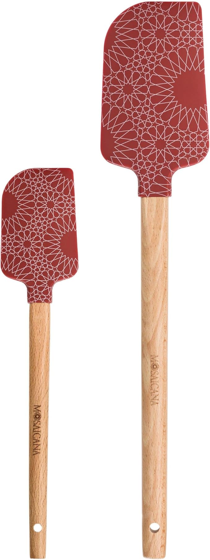 Silicone Spatula set of 2 with wooden handle and stunning pattern (Black)