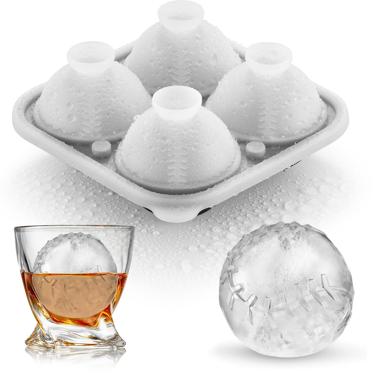 ACOOKEE Novelty Tennis Gifts Ball Ice Maker Mold, 2.2" Large Sphere Round Ice Cube Mold for Cocktails, Whiskey, Bourbon, Fun Shapes Big Whiskey Ice Cube Mold Gifts for Christmas Stocking Stuffers