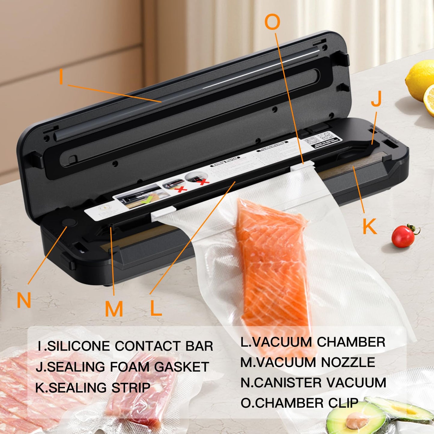 MEGAWISE Vacuum Sealer Machine, 80kPa, Built-In Cutter, Dry/Moist
