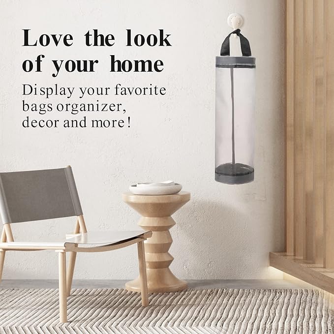 TOGETRUE Plastic Bag Holder, Mesh Grocery Bag Holder Hanging Storage Bag Dispenser (Grey 2 Packs)