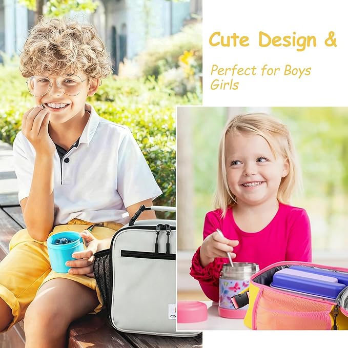 Lunch Box Kids,Premium Insulated Lunch Bag for Girls Boys,Soft Bag Mini Cooler Back to School Thermal Reusable Lunch Bag for Work School Picnic (Yellow)