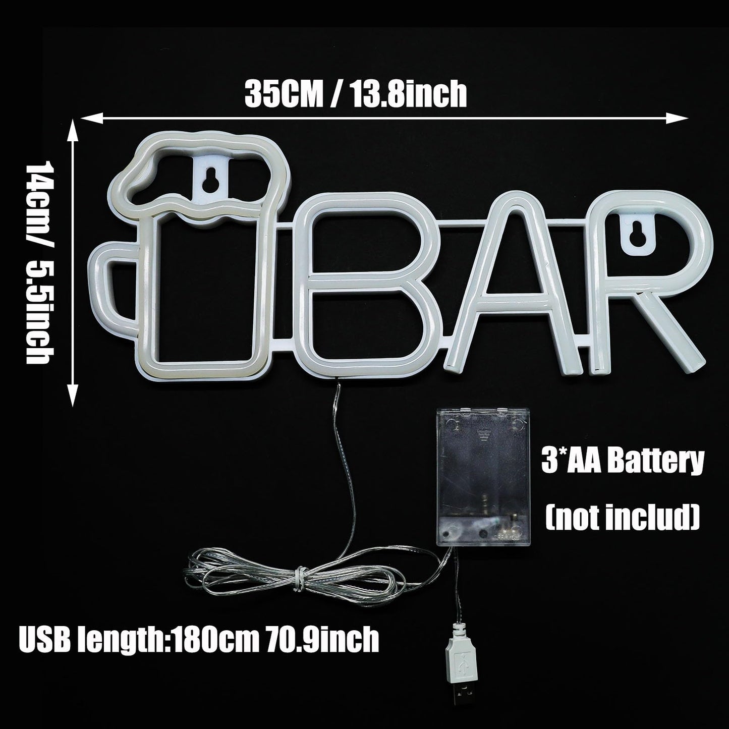 ENUOLI Neon Bar Signs,Beer LED Light for Wall Decor, USB/Battery Powered Bar Neon Signs,Beer Light for Man Cave,LED Bar Signs for Home Bar, Bistro, Party, Club, Home Theater(Pink)