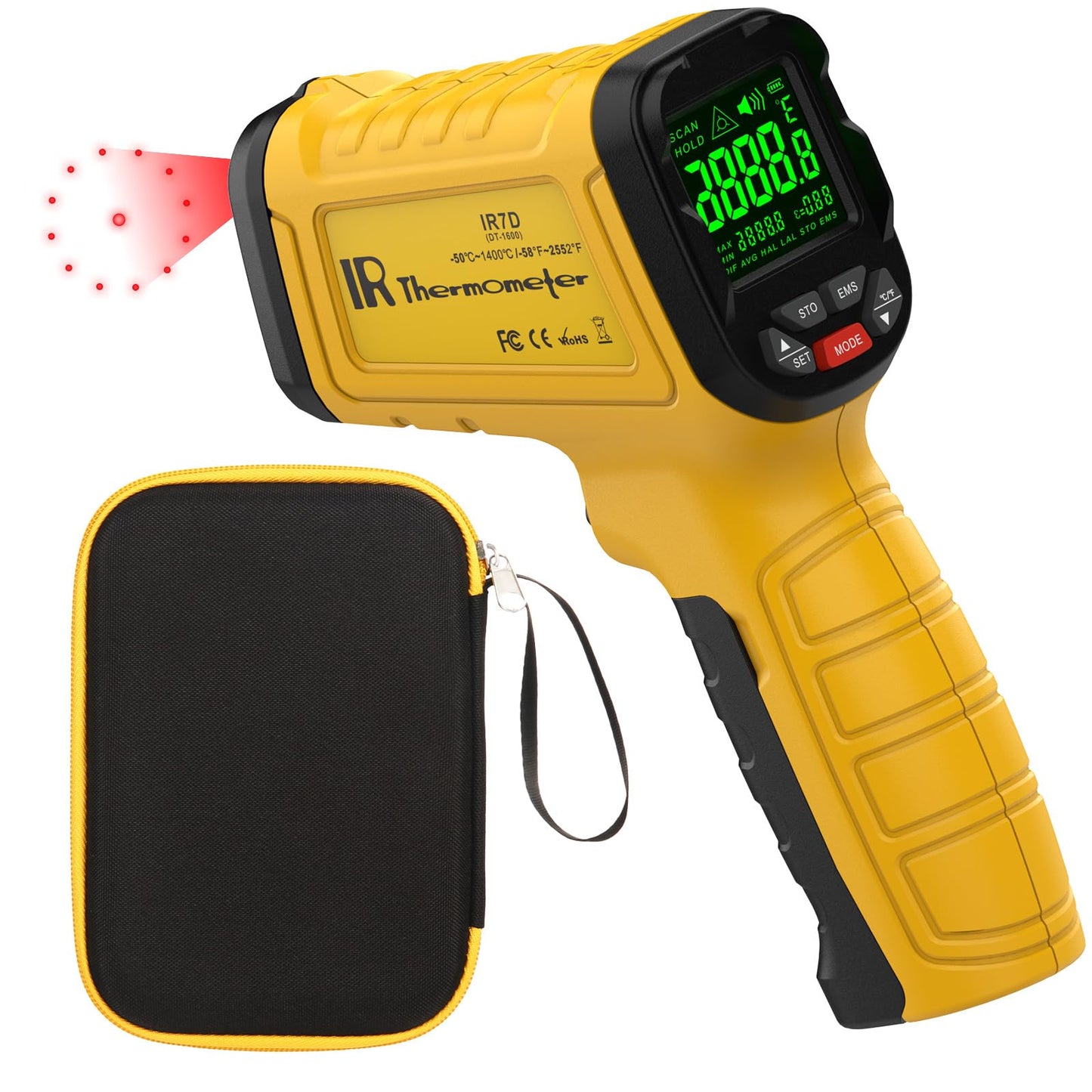 Surpeer Infrared Thermometer Temperature Gun 2732°F 50:1 Pyrometer