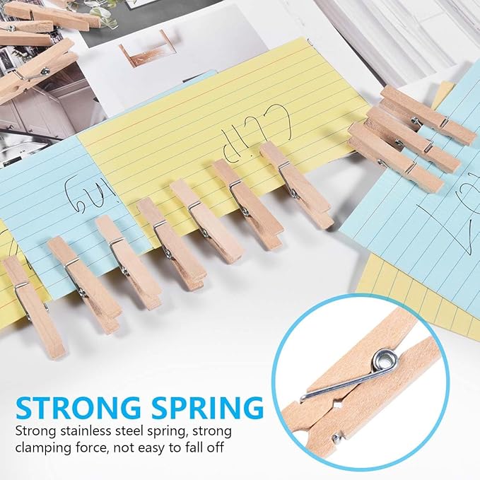 SenseYo 200 Pcs 1.9 Inch Wooden Clothespins Clips for Hanging Clothes, Craft, Home