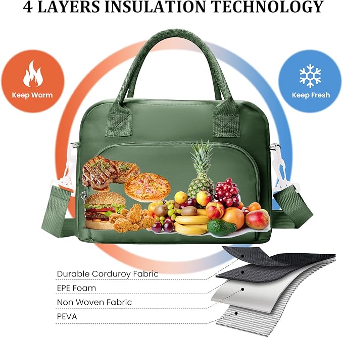 MEXS Insulated Lunch Bag for Women Men Large Reusable Lunch Box Adult Leakproof Portable Cooler Tote Bags for Work Picnic